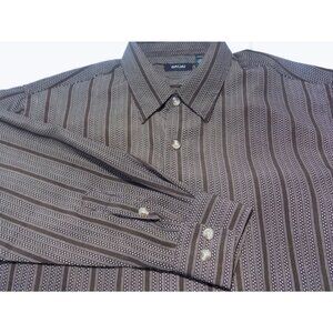 Vintage Gachu Men Shirt Large L Long Sleeve Disco Y2K Brown Button Up